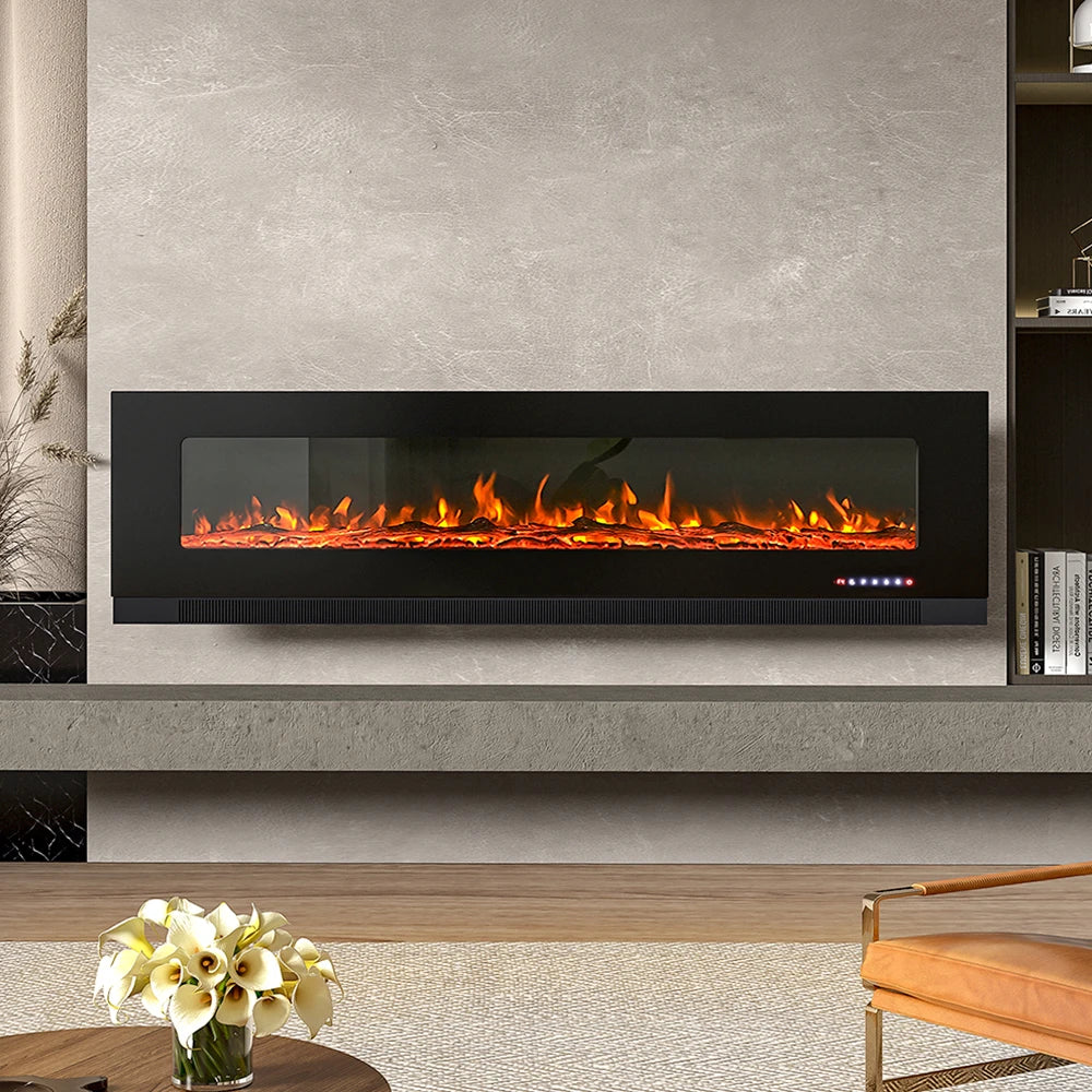 Recessed/Wall Mounted Electric Fireplace 12 Flame Colors, Overheating Protection,1800W, 50&60&72 Inch