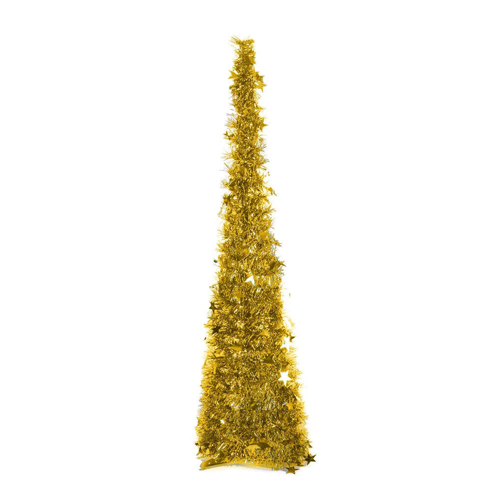 Voltsify Collapsible 1.2M Pop Up Tinsel Christmas Tree with Base