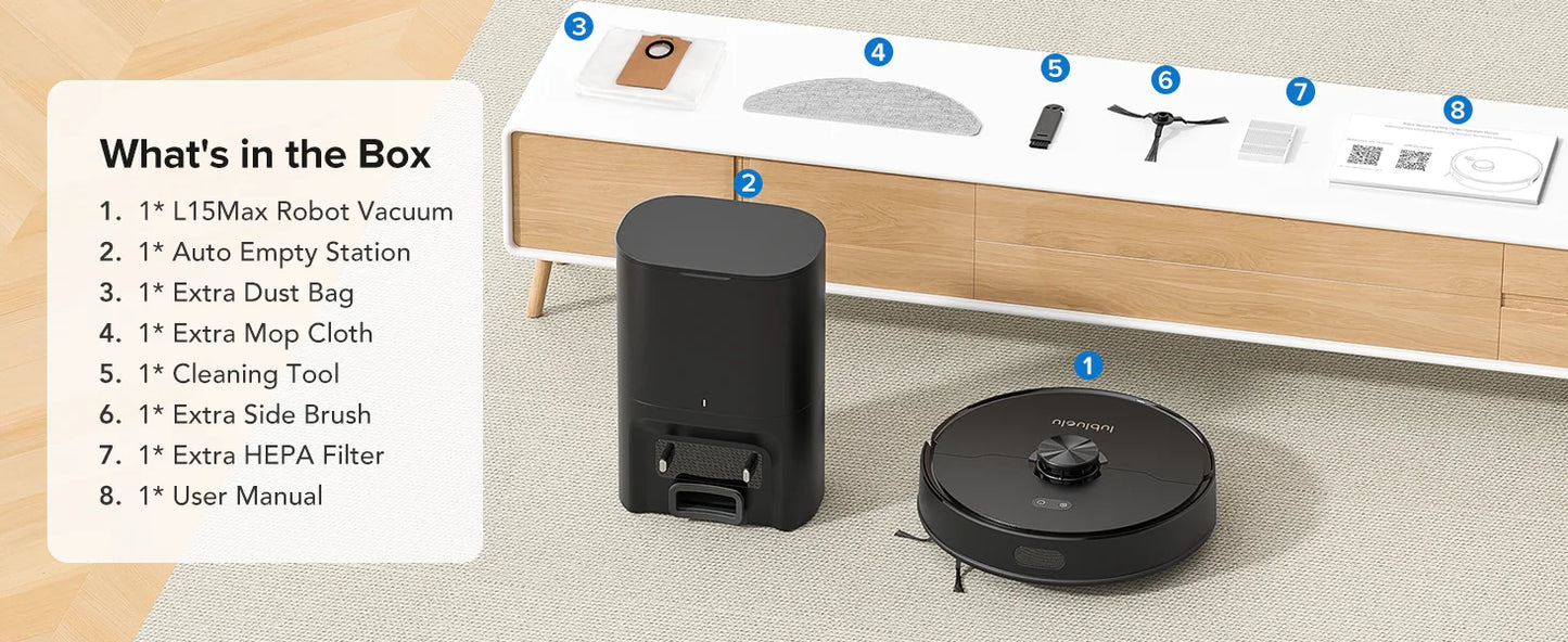 Lubluelu L15 Max Robot Vacuum Mop Combo 5500Pa Auto-Charging 3 In 1 Robot Vacuum Cleaner