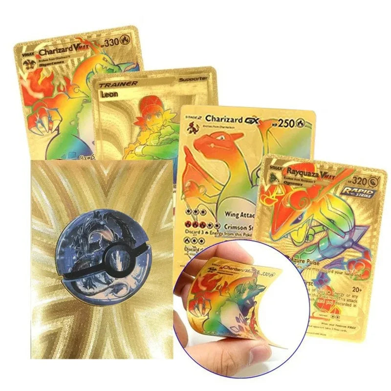 Pokemon Cards Vmax GX Gold Foil Flash Card Colorful Game Battle Collection