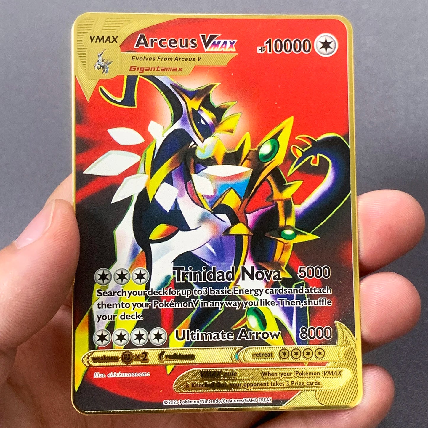 10000 Arceus Vmax DIY Golden Pokemon Metal Cards English in Iron Pokmo Letters Collection Card