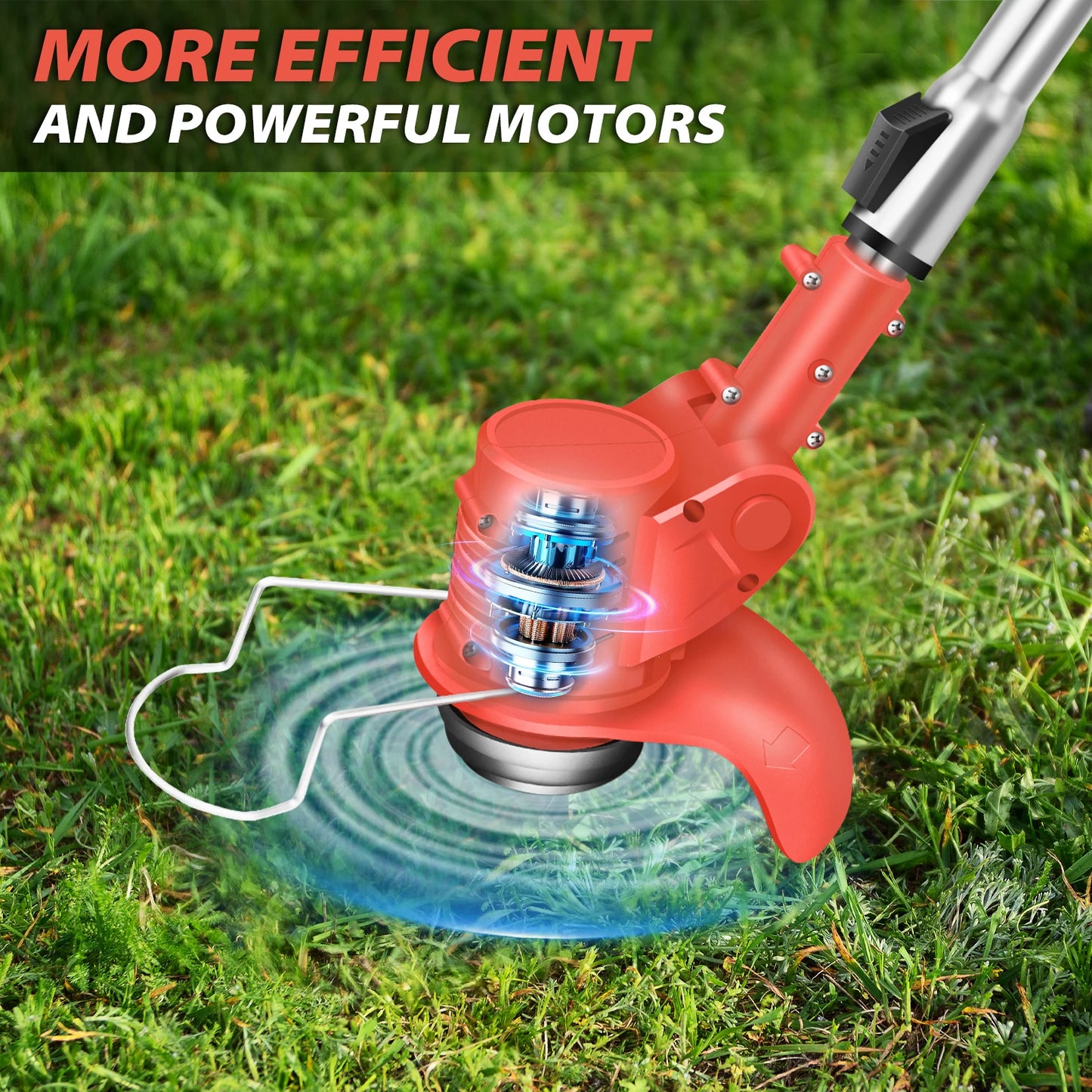 21V Cordless Weed Wacker 3 in 1 Rechargeable Electric for Lawn Garden Yard,With Battery,Red