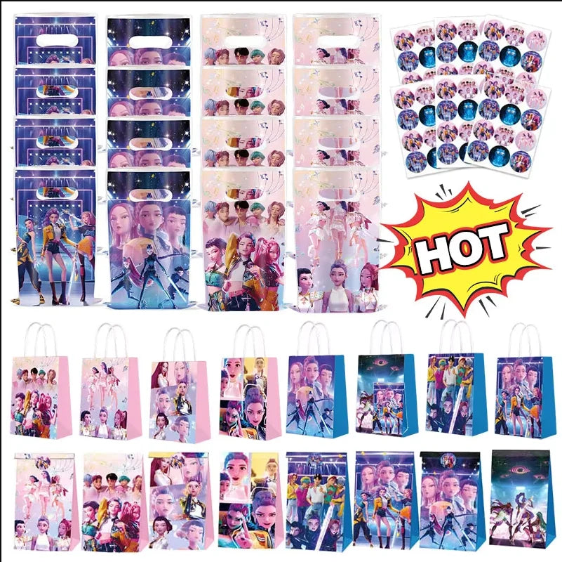 Kpop Demon Hunter Birthday Gift Bag Paper Box Party Favors Goodie Filler Candy Box Storage Party Supplies