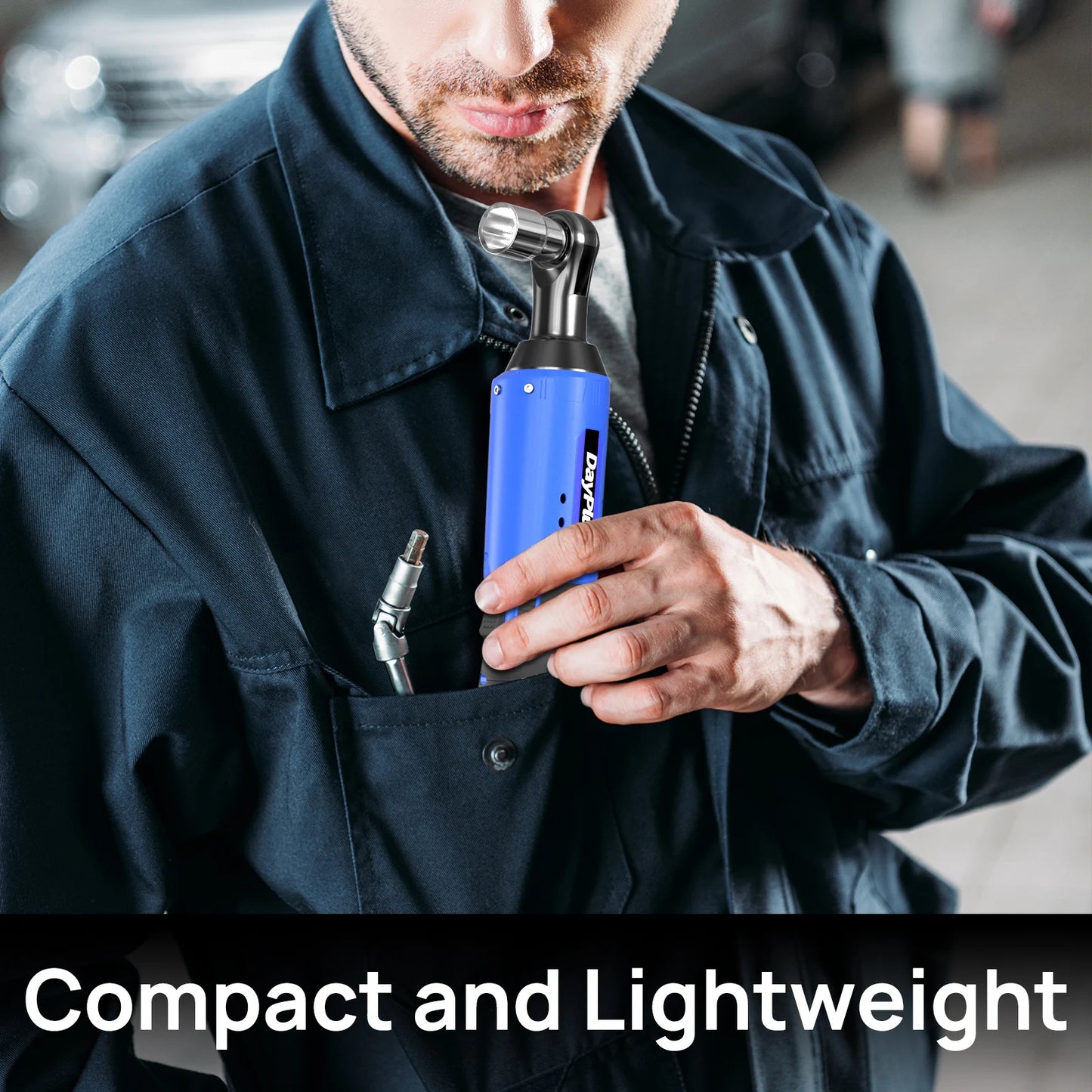 Cordless Ratchet Wrench Set,3/8"300 RPM 12V Power Electric Ratchet Driver with 7 Sockets,Two 1500mAh Li-Ion Batteries