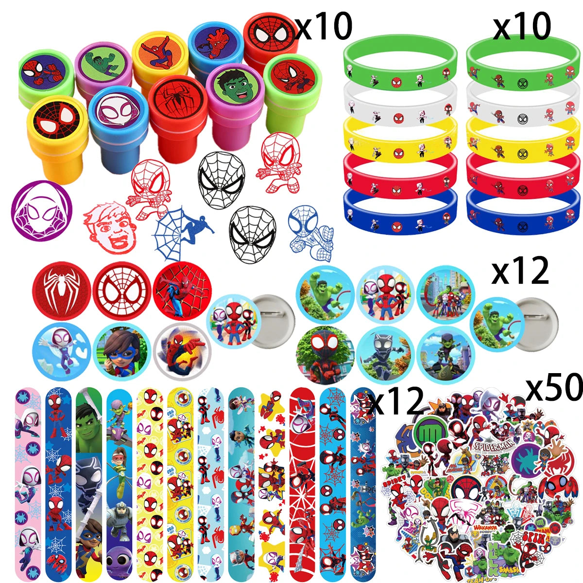 Spidey And His Amazing Friends Party Supplies Kids Favor Gift Stampers Stickers Spiderman Christmas Party Decor Bags Stuffer