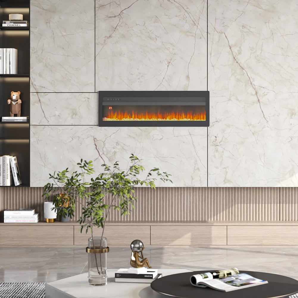 LED Electric Wall Fireplace 9 Flame Colours with Freestanding Leg, Black 40inch