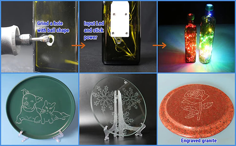 10PCS Carbide Burr Set Compatible with Dremel 1/8" Shank Die Grinder Rotary Tool Rasp Bits Wood Metal Carving Electric Grinding