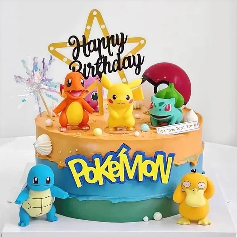 15Pcs/Set Pokemon Cake Topper Pikachu Anime Figure Party Birthday Pokemon Cake Decoration Supplies Ornaments