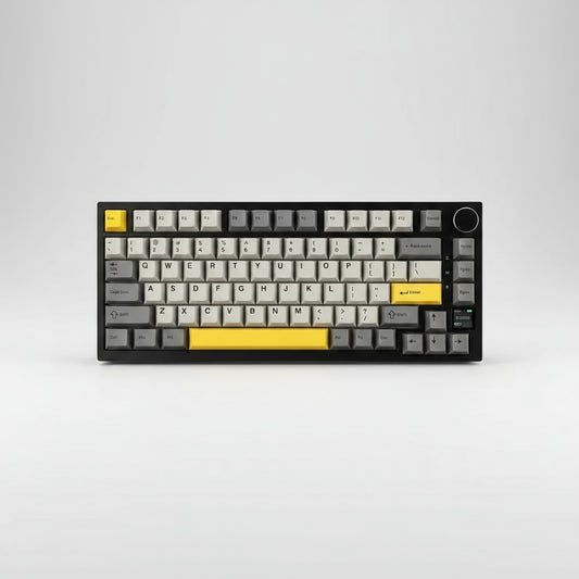 Mechanical keyboard with TFT screen on a dark background, featuring the AJAZZ brand.