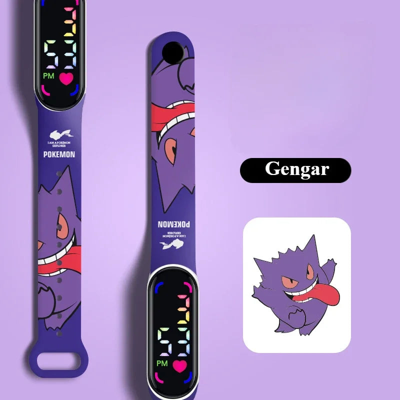 Pokemon Watch Pikachu Gengar, LED Digital Waterproof Watch for Kids