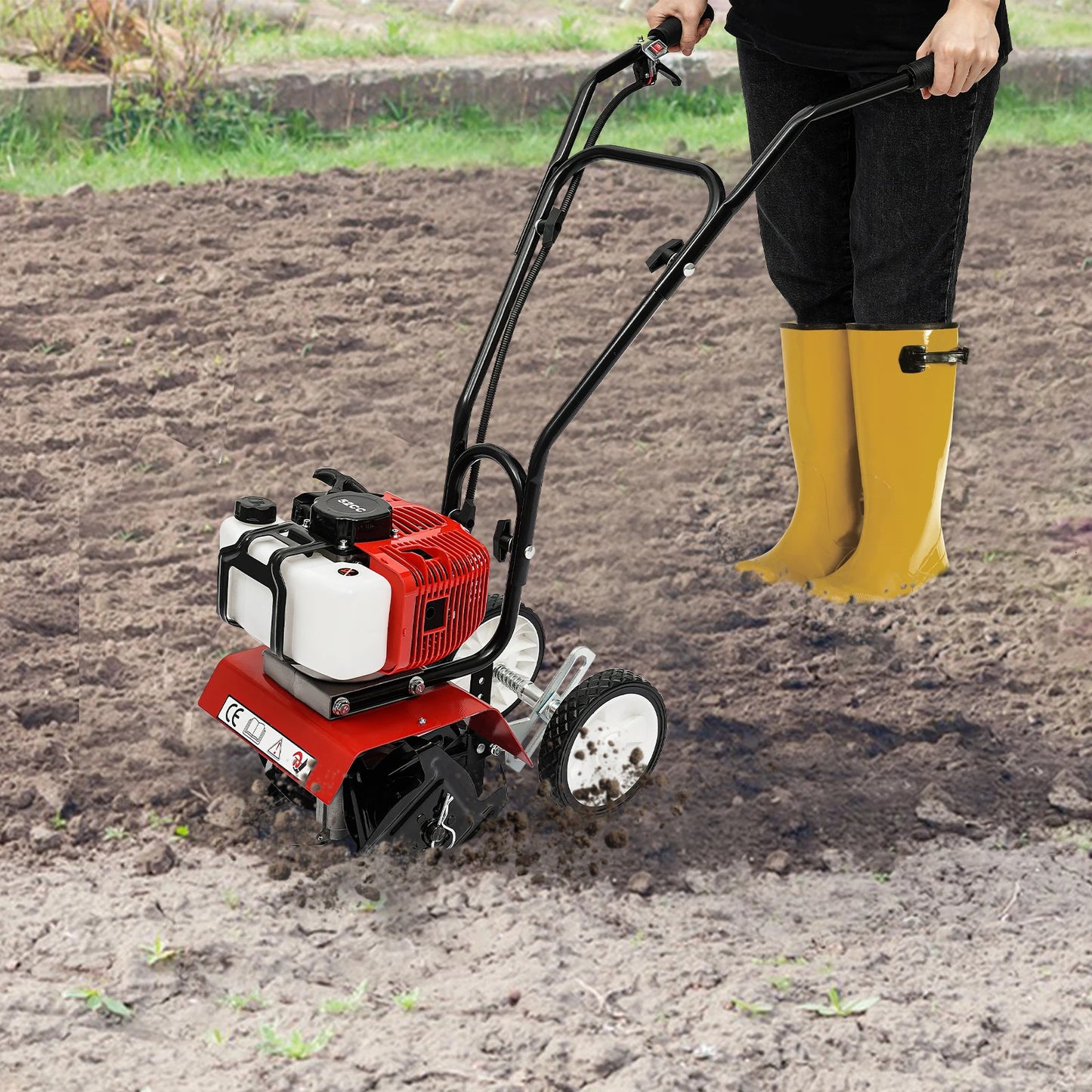 Powerful 52CC 1700W Garden Gasoline Tiller Cultivator Loosening Soil Machine