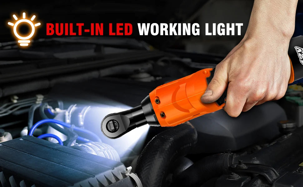 3/8’ 12 V Extended Cordless Ratchet for Car Repair, DIY Work, Automotive