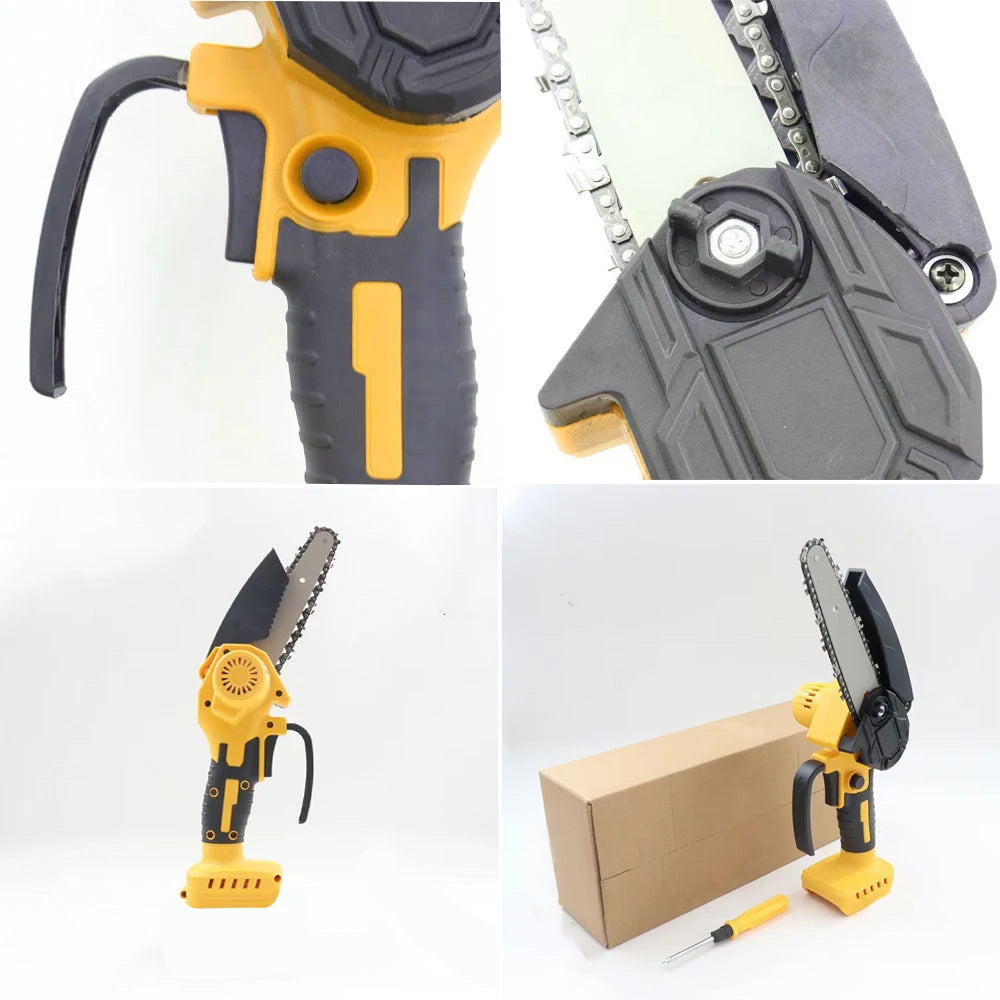 Mini Chainsaw 4/6Inch Cordless Woodworking Garden Electric Saw Cutting Power Tool Fit Dewalt/Milwaukee 18V Battery Pin