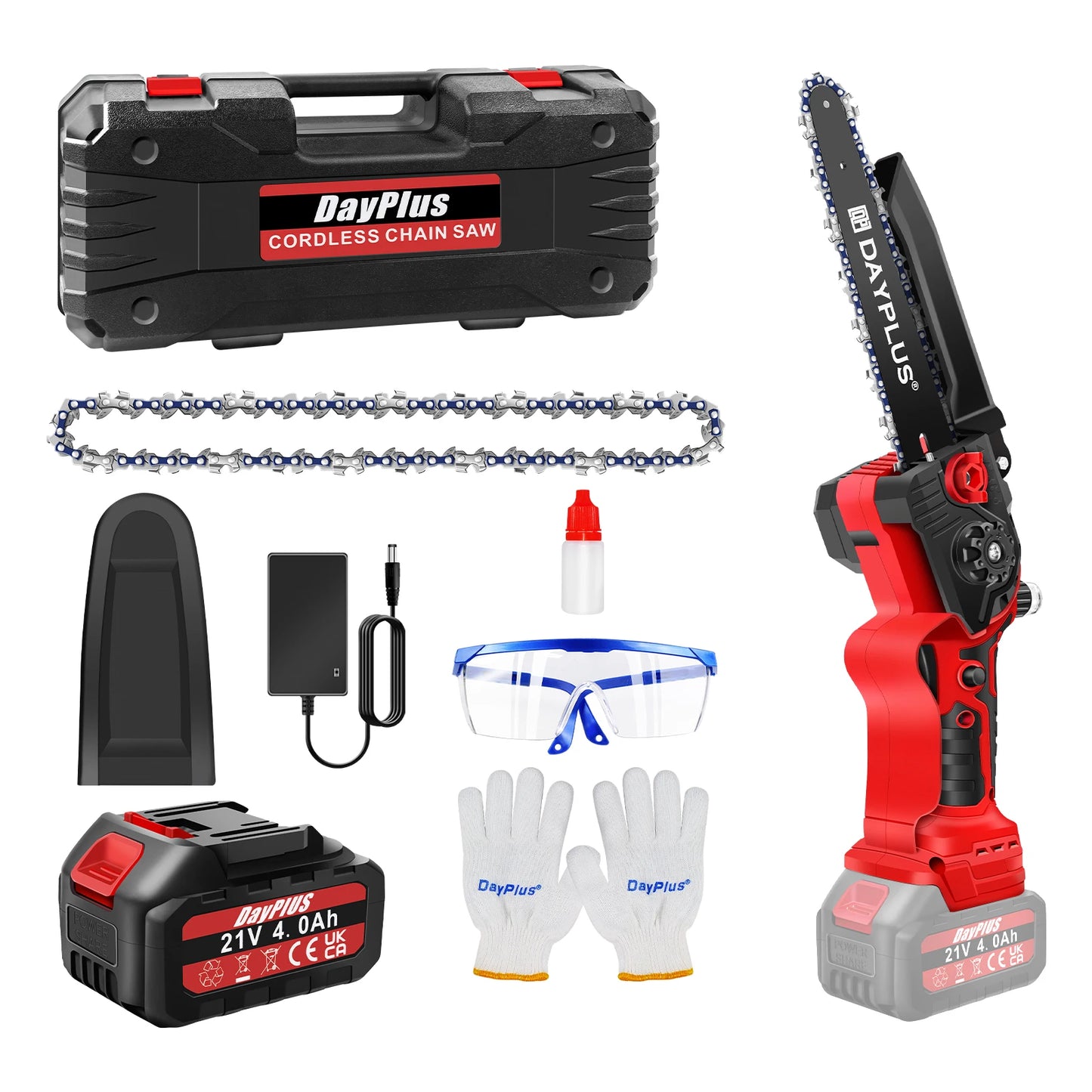 8Inch Cordless Electric Chainsaw Brushless + 4.0Ah Battery,One-Handed Portable