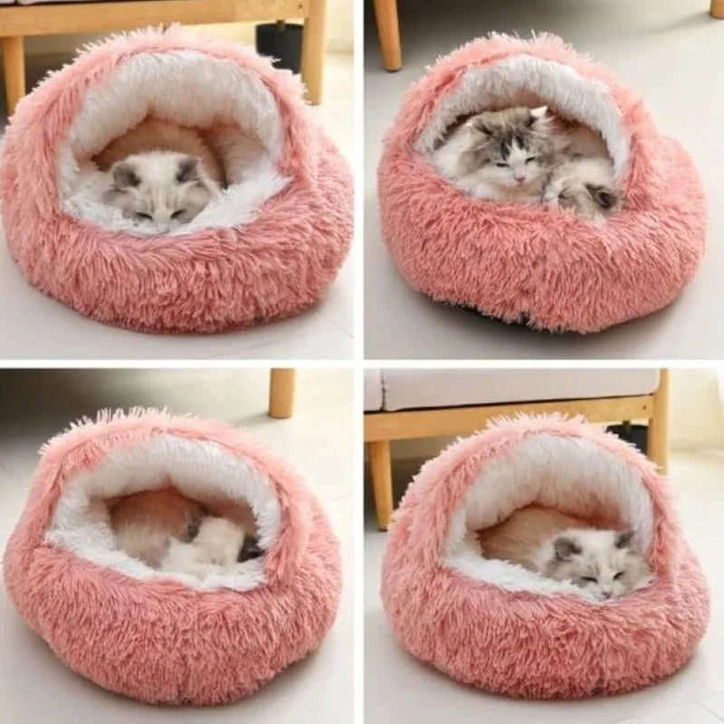 2 in 1 Soft Plush Pet Bed 50CM with Cover Round Pet Puppy Mattress for Small Dogs Cats