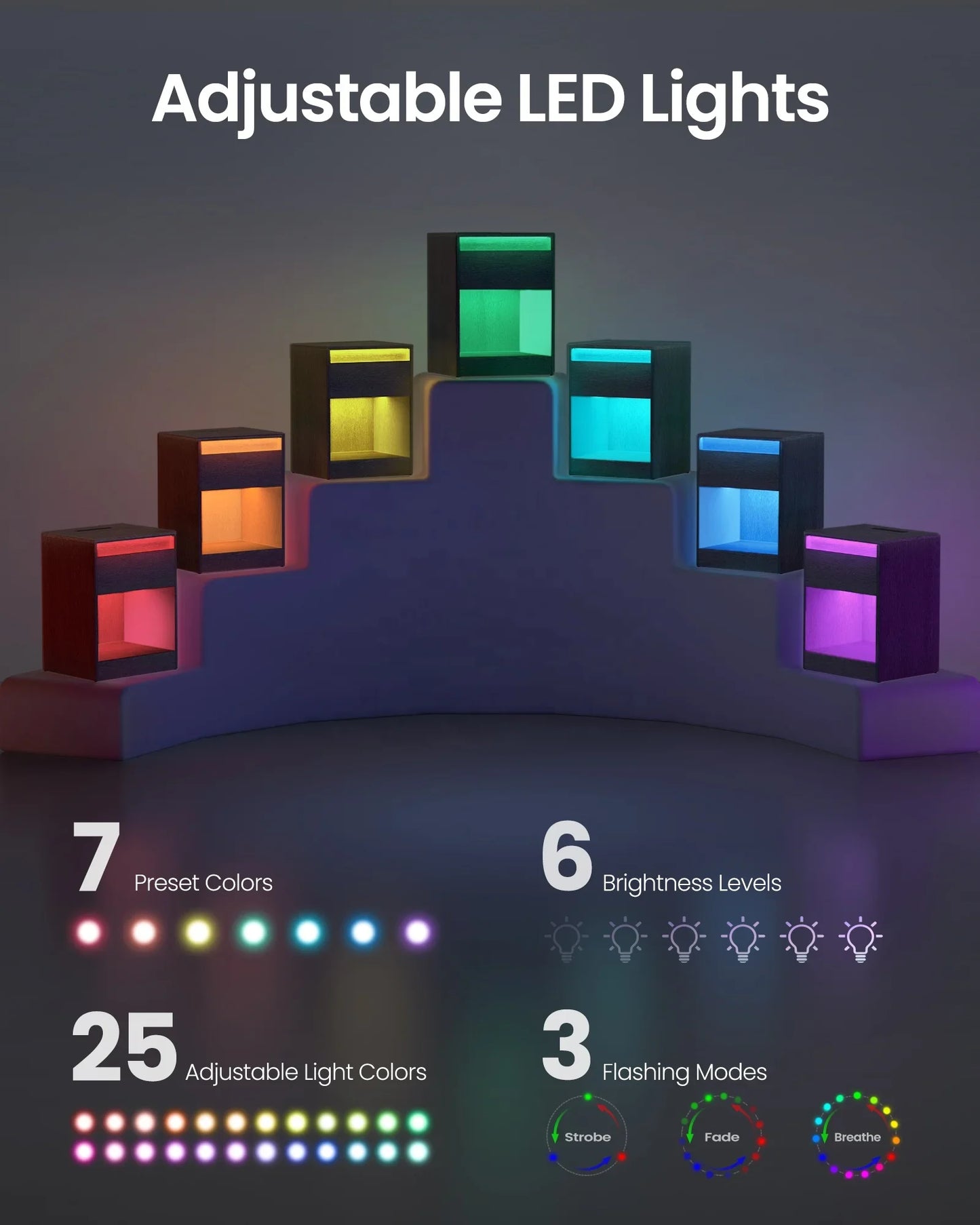 Table De Chevet Inteligente Smart Beside Table Usb Led Black Nightstand With Charging Station