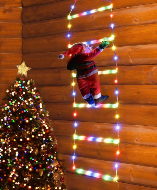 Christmas LED Santa Claus Climbing Ladder Light USB Plug 8 Flashing Modes