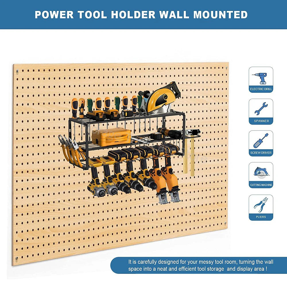 3-Layer Power Tool Organizer Wall Tool Shelf Cabinet Electric Drill Tool Trolley Storage for Garage Workshop