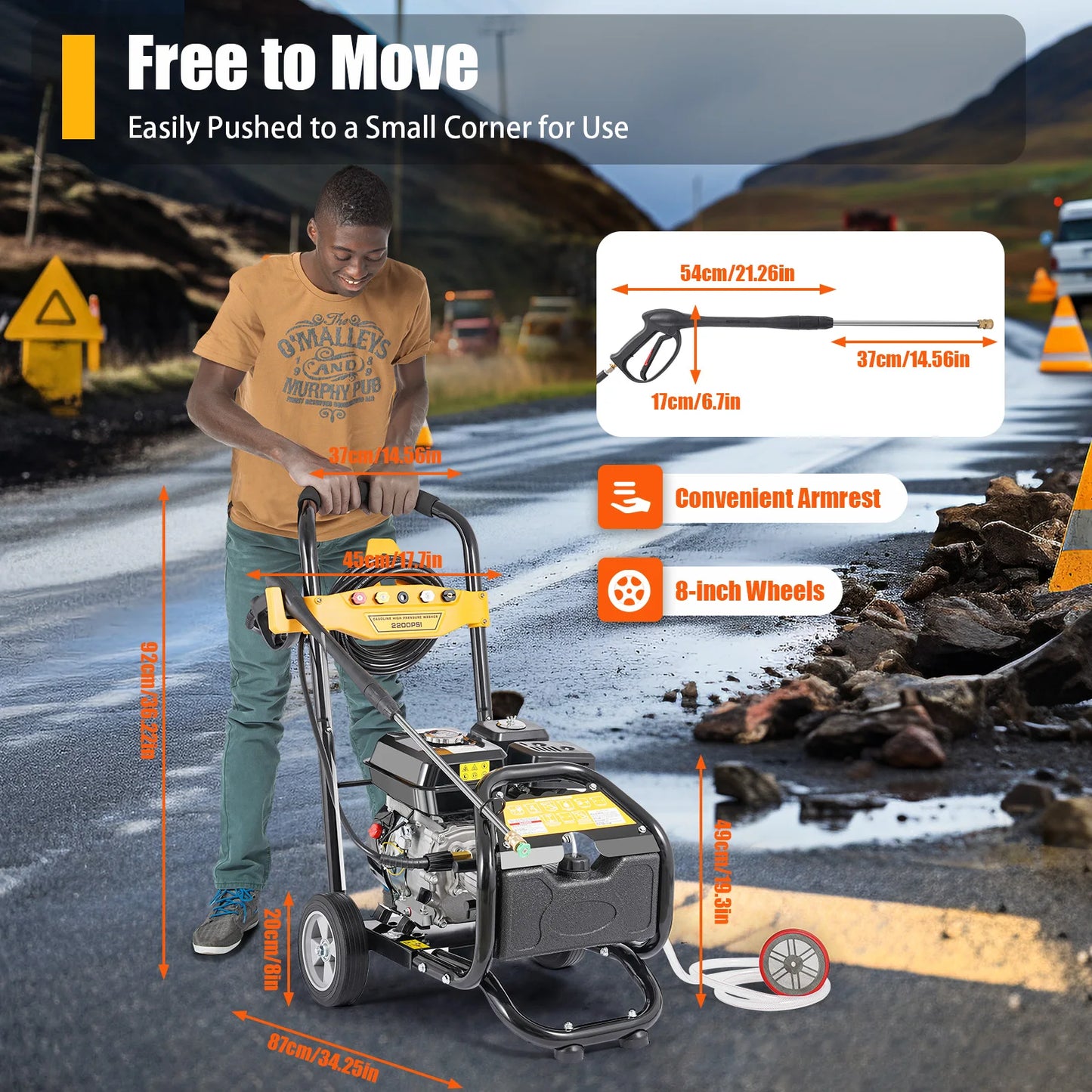 High Pressure Washer 7.5Horsepower 150Bar Gun Cleaning Machine w/ 5Nozzles Complete Kit