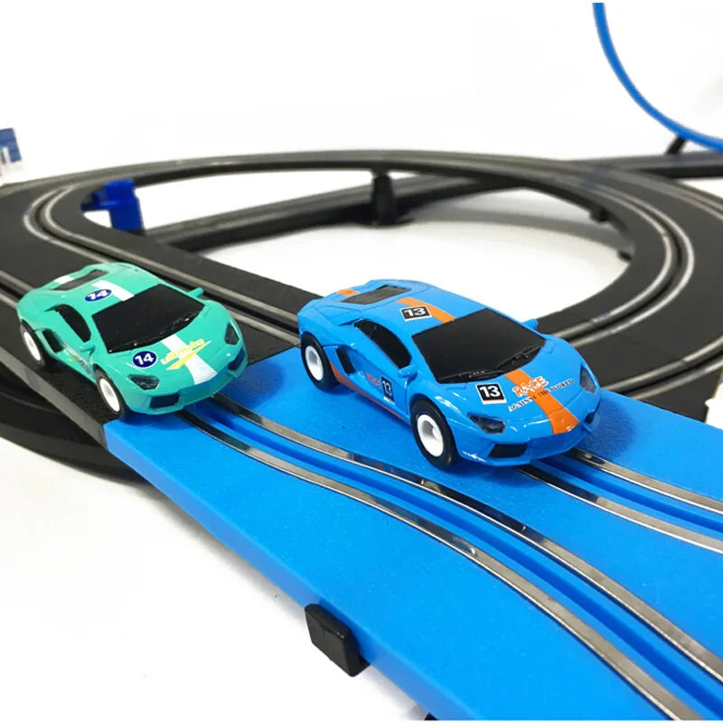 Electric Railway Track Set Double Remote Control Car Racing Track Autorama Circuit Toy For Children Gift