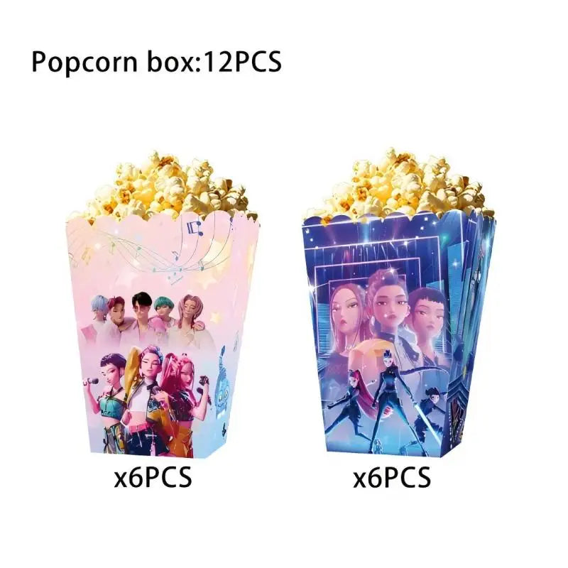 NEW Kpop Demon Hunter Decoration Birthday Supplies Kpop Birthday Theme Ballons Plate Cup Napkin Gift Bag Background Party Favor