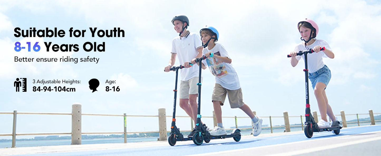 RCB Electric Scooter for Children Aged 8-12-16 Years, 7.55KG Foldable, Two Types of Braking
