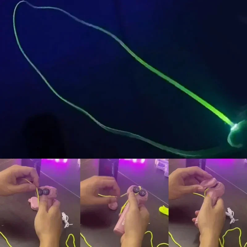 Light Toy String Glow In The Dark String Rope Launcher Luminous Portable Handheld String Stress Relief Toys For Kids
