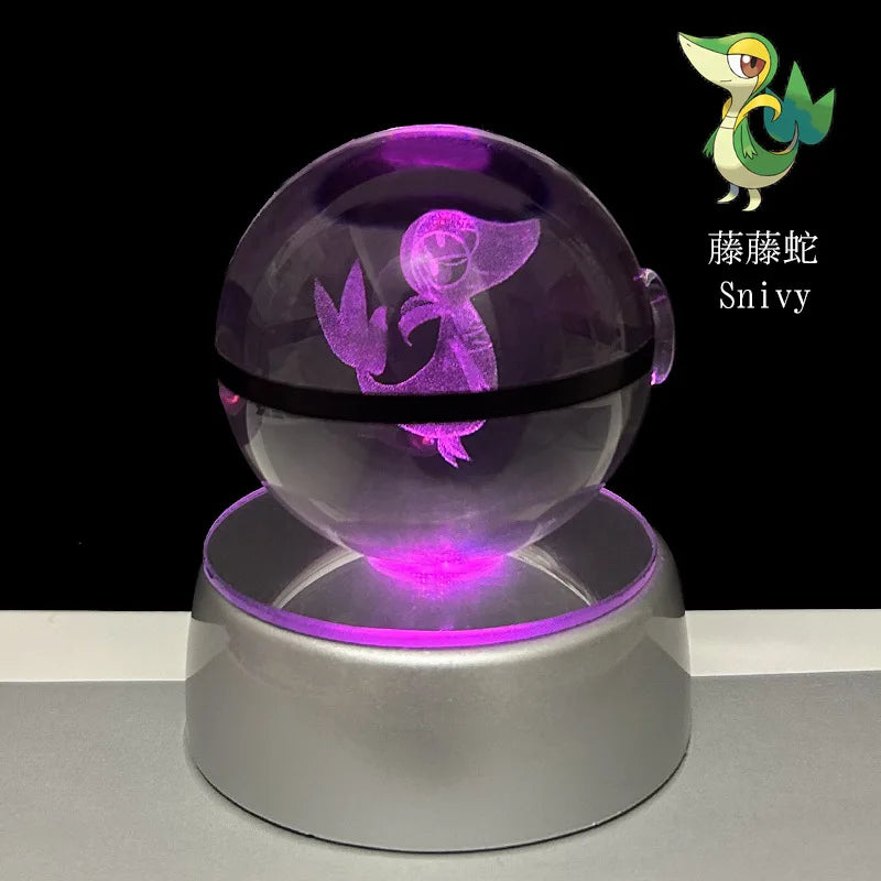Pokemon 3D Crystal Ball Pikachu Gengar Eevee Mewtwo Anime Led Night Light