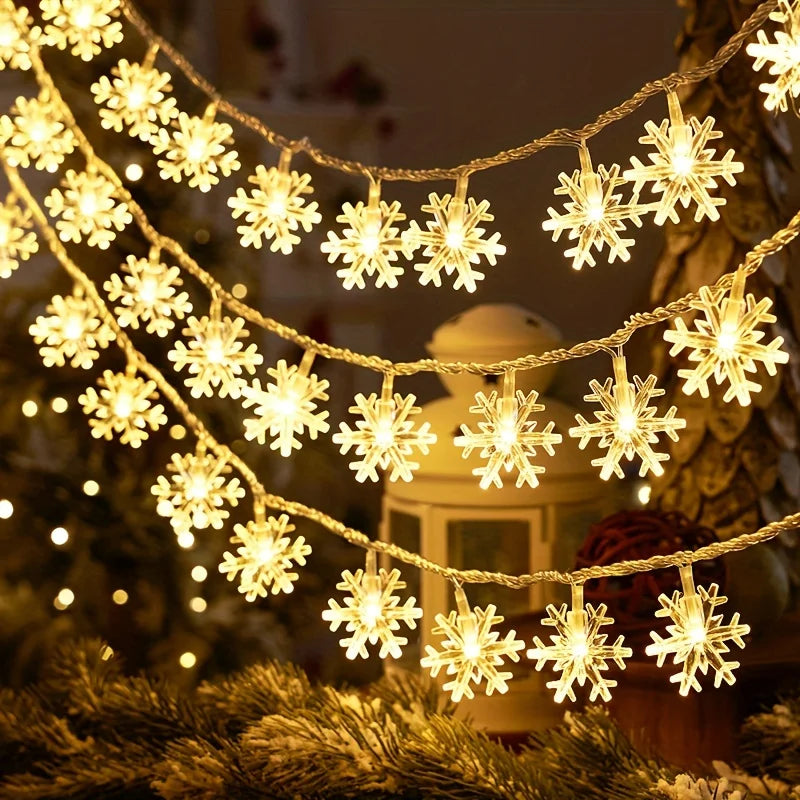3m LED Snowflake Curtain, Romantic Christmas String Lights For Home Bedroom Indoor Decor