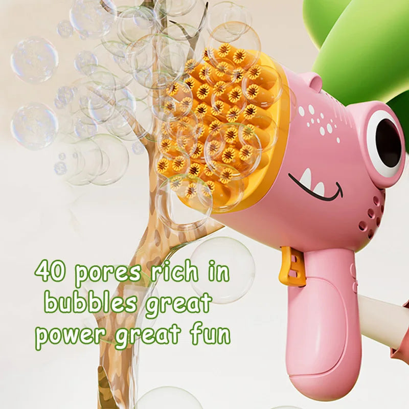 40 Hole Dinosaur Handheld Bubble Machine, Electric Bubble Gun Outdoor Toy