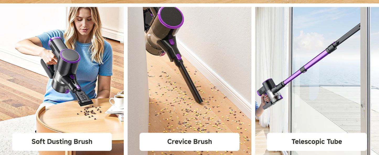 Lubluelu P4 Cordless Vacuum Cleaner 36Kpa Suction, 40Mins Runtime, Self-Standing for Hard Floor Carpet