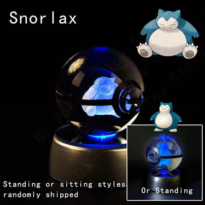 Pokemon Crystal Ball 3D Pikachu Gengar Mewtwo Night Light Lamp