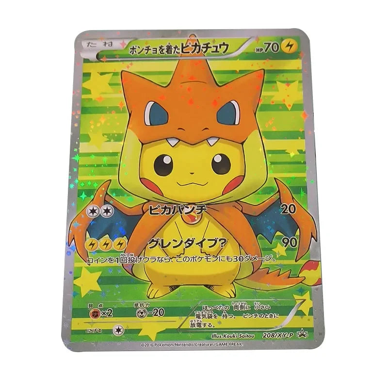 10PCS/Set DIY PTCG Japanese Version Self-made Pocket Monster Card Cartoon Anime Peripheral Collection Game Card
