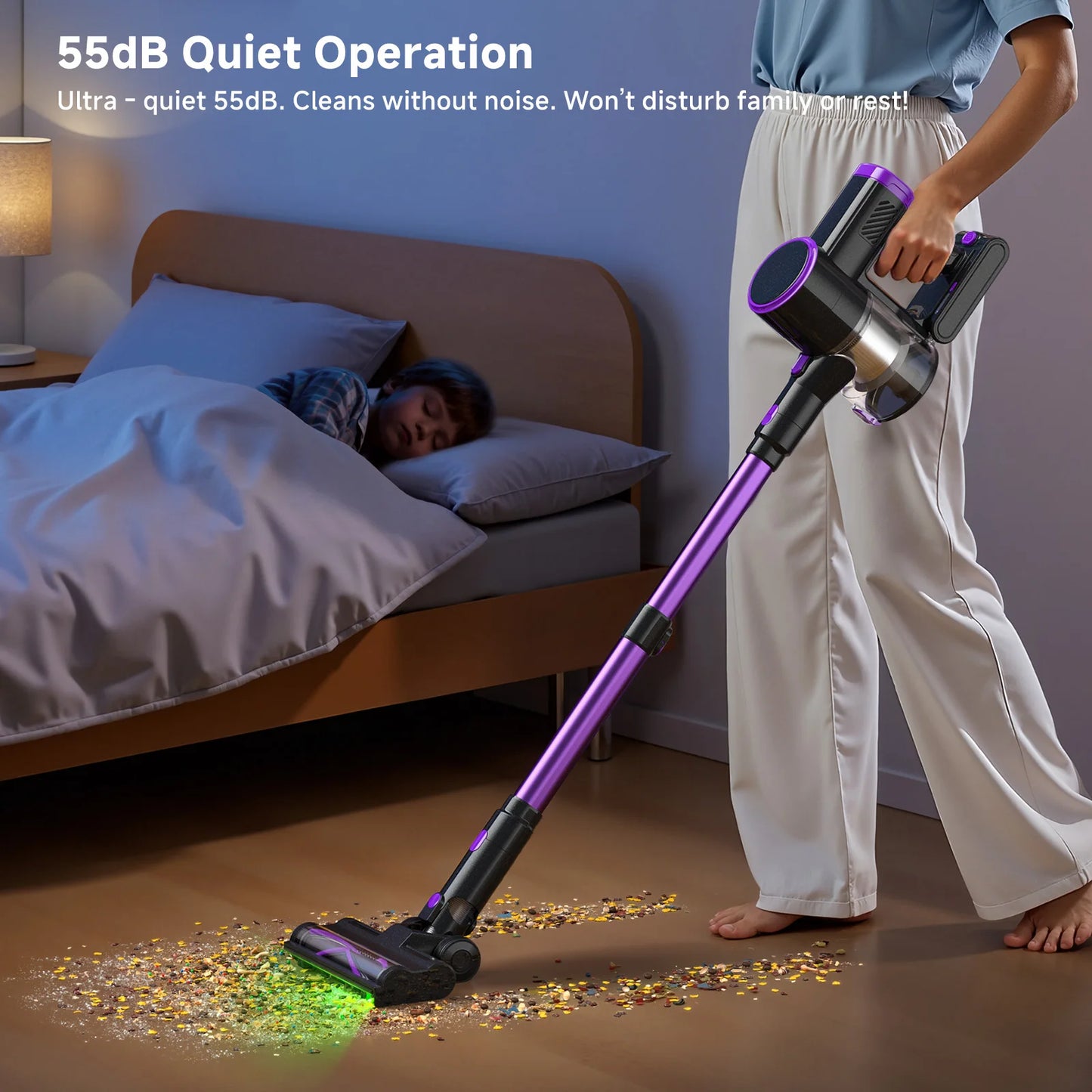 Lubluelu P4 Cordless Vacuum Cleaner 36Kpa Suction, 40Mins Runtime, Self-Standing for Hard Floor Carpet