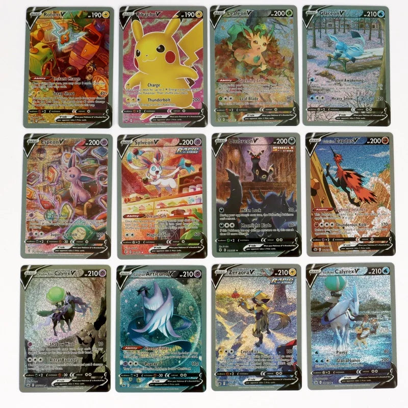 60/100Pcs English Pokemon Card 1996 Year Shining Charizard Pikachu Mewtwo trade Card Kids Pokemon Toy