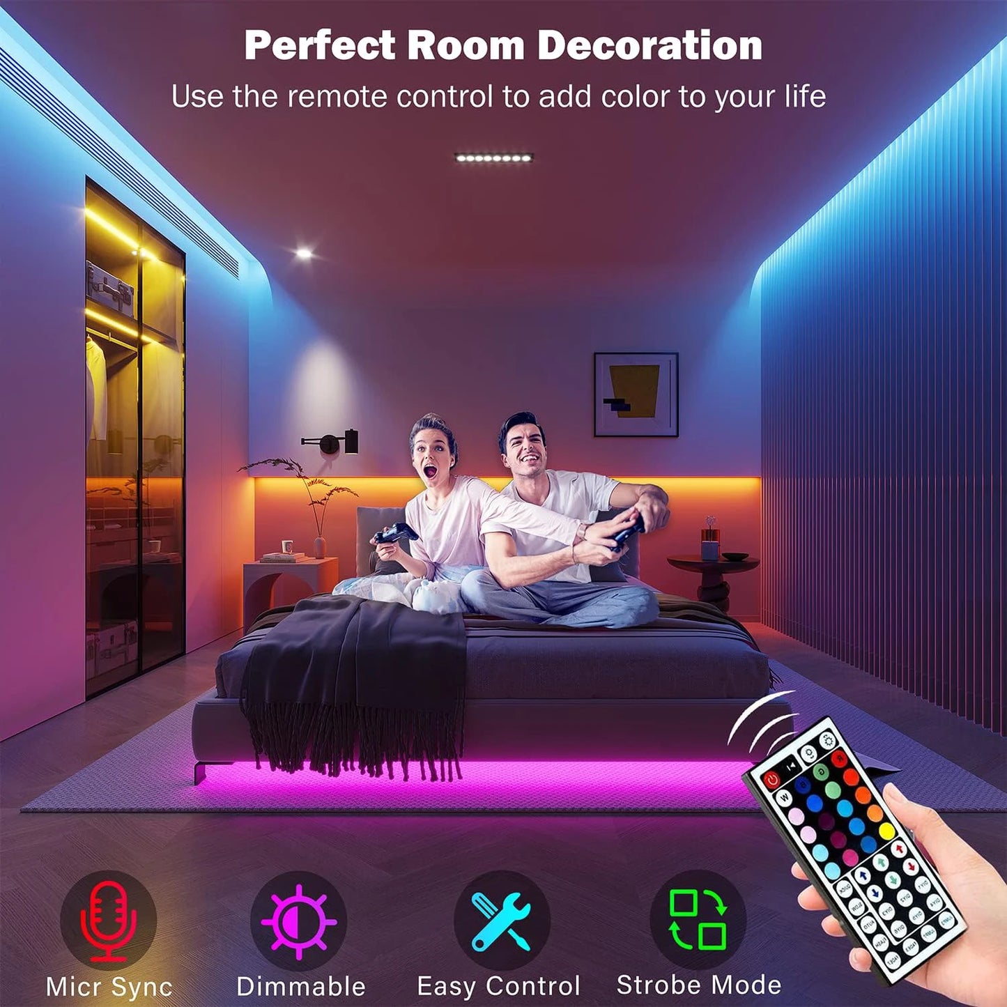RGB Led Strip Lights 5m 10m 20m 30m Led Room Light with APP Control Flexible Ribbon Luces Led Tape