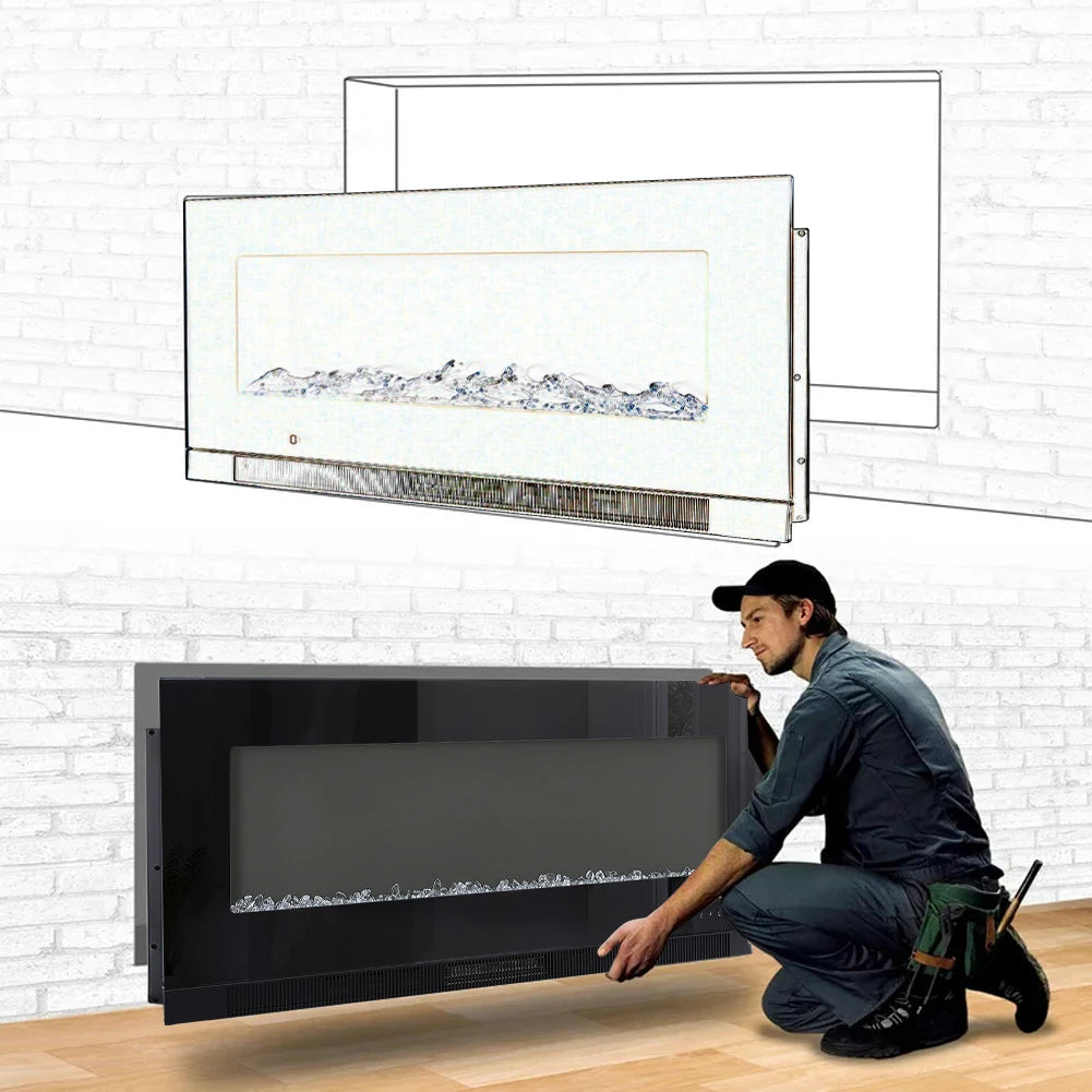 Recessed/Wall Mounted Electric Fireplace 12 Flame Colors, Overheating Protection,1800W, 50&60&72 Inch
