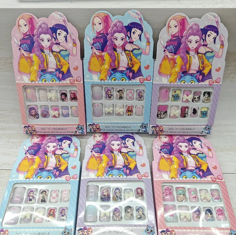 New Hot Kpop Demon Hunter Girl Group Boutique Children's Girls Exquisite Wearable Nail Stickers Toy