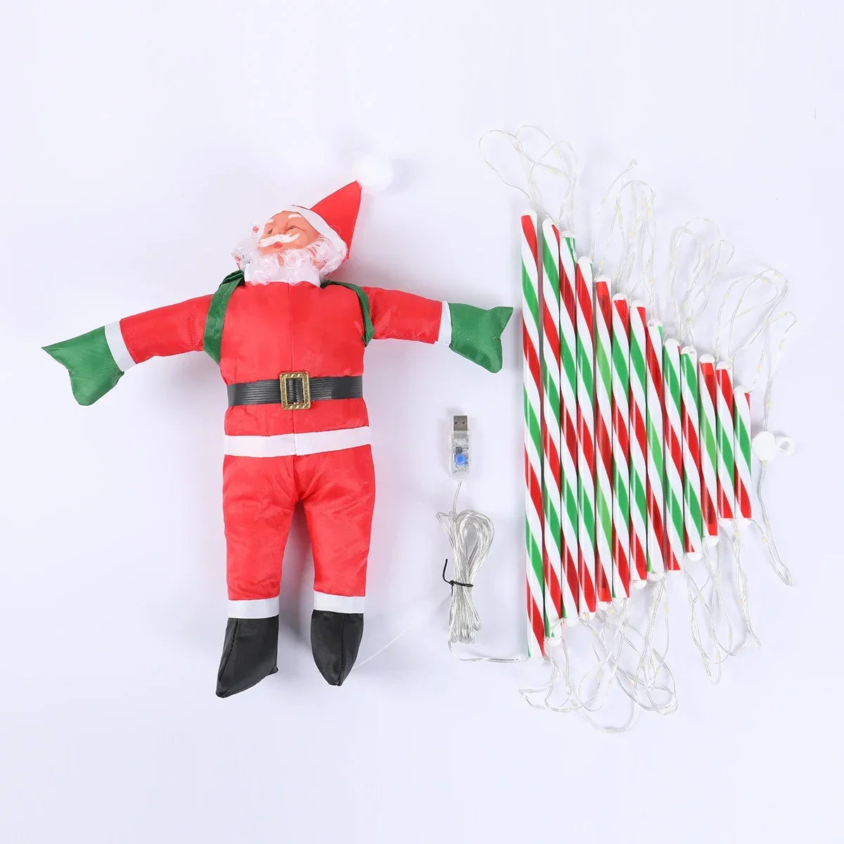 3M Santa Claus Climbing Ladder Warm Light Christmas Decoration Home Outdoor