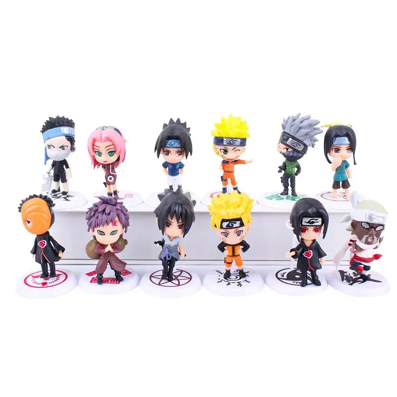 6 Pcs/Lot NARUTO Sasuke Gaara Uchiha Madara Figure 7-8cm 2 Style Personality Base