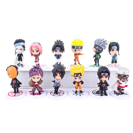 6 Pcs/Lot NARUTO Sasuke Gaara Uchiha Madara Figure 7-8cm 2 Style Personality Base