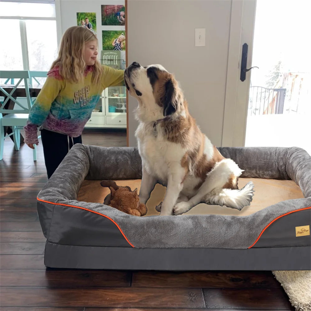 Jumbo Large Orthopedic Dog Bed Memory Foam Pet Sofa Couch Waterproof Elevated Cushion Warm & Removable Cover