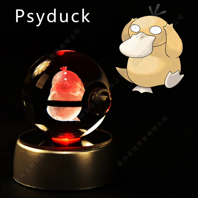 Pokemon Crystal Ball 3D Pikachu Gengar Mewtwo Night Light Lamp