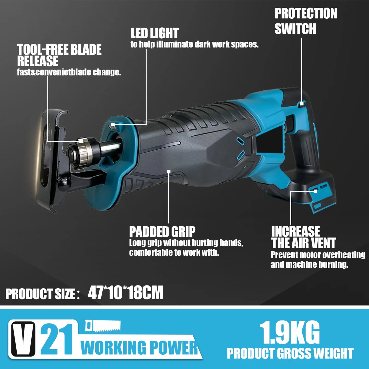 Makita DJR185Z Reciprocating Saw Cordless 18V Li-ion Battery PVC Pipe Cutting w/2Battery