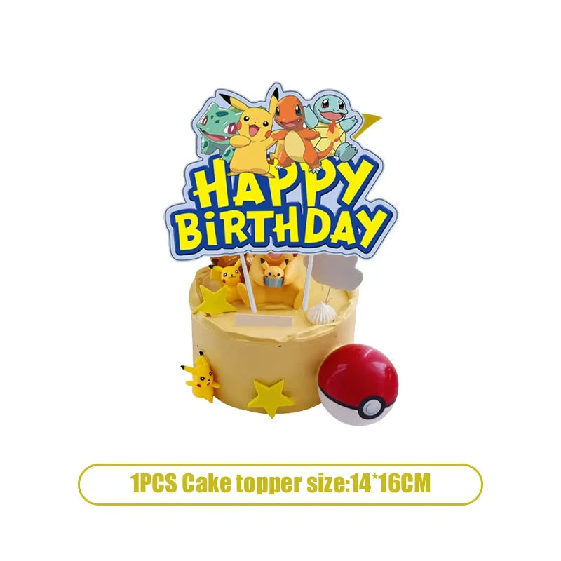 Pikachu Birthday Party Supplies Pokemon Decorations Favor Gifts - Foil Balloons Disposable Stickers Bracel Banner for Fan Events