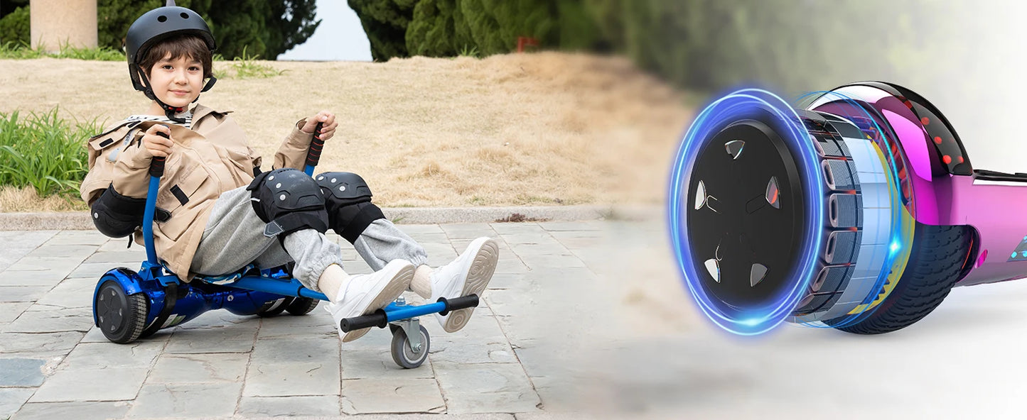 RCB 6.5-Inch Hoverboard with Go-Kart, Non-Slip Tire, LED Lights, Built-in Safety System, Electric Hoverboard for Kids & Adults