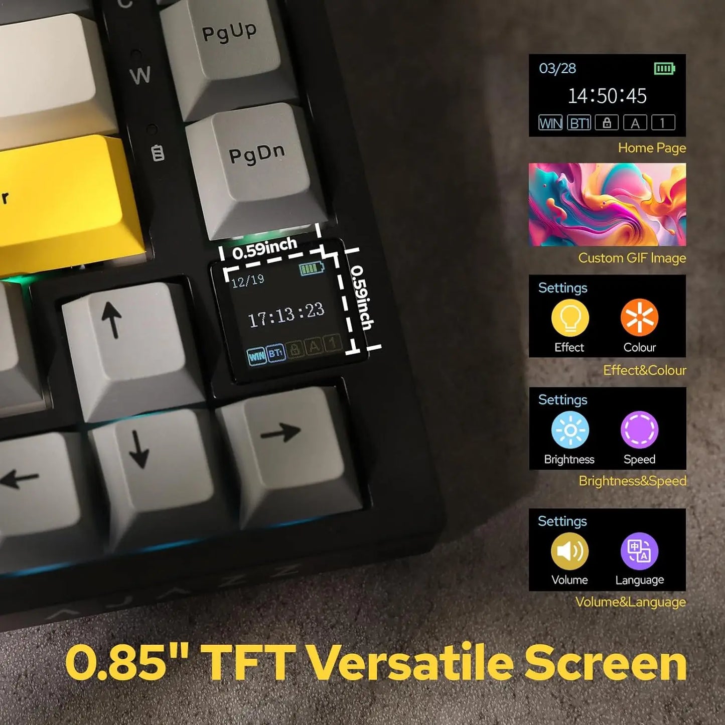 Pro Gaming Mechanical Keyboard Bluetooth 5.1/Wireless/C-Wired Customised Keyboard with Knob Hot Swapping Gasket