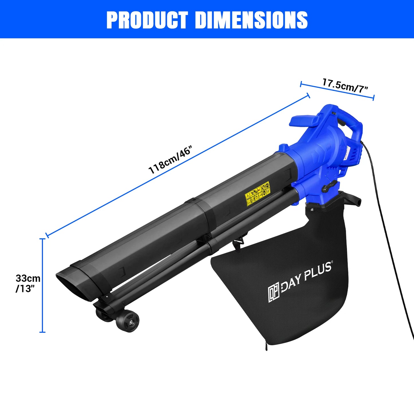 3-in-1 Lightweight Leaf Blower, Garden Vacuum & Mulcher for Easy Clearing of Leaves & Waste in Garden, Patio & Driveway