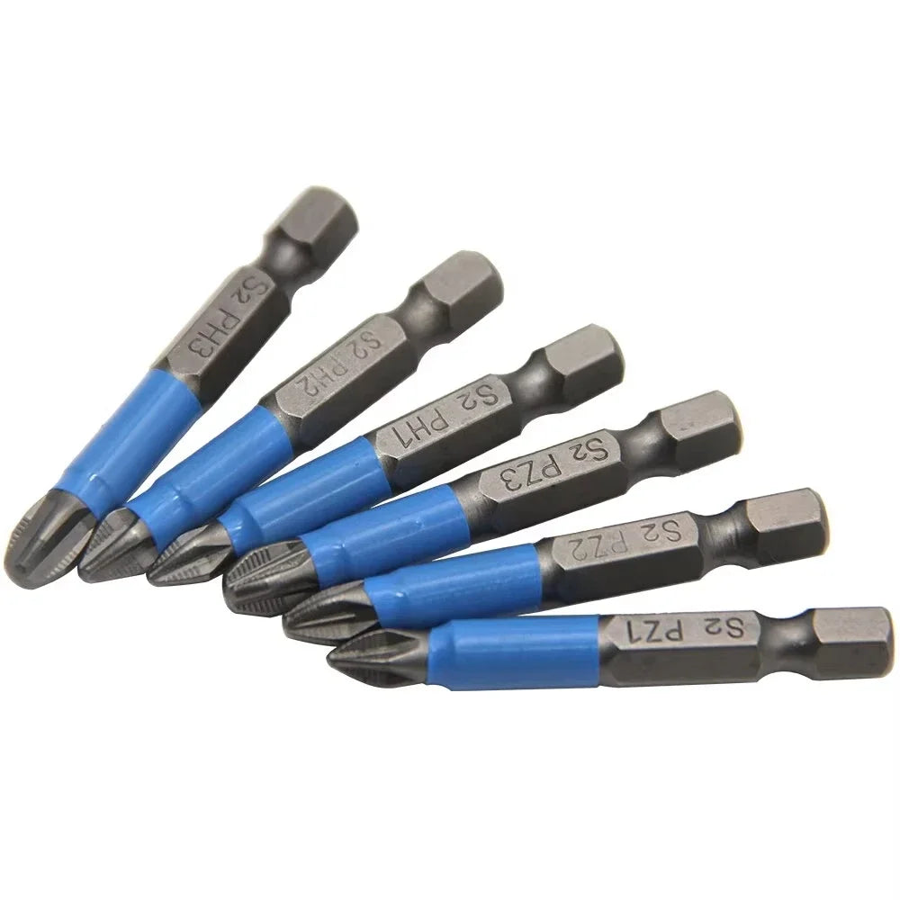 6Pcs Hexagonal Handle Anti Skid Electric Screwdriver Woodworking Cross Screwdriver Tool Set PH1 PH2 PH3 PZ1 PZ2 PZ3