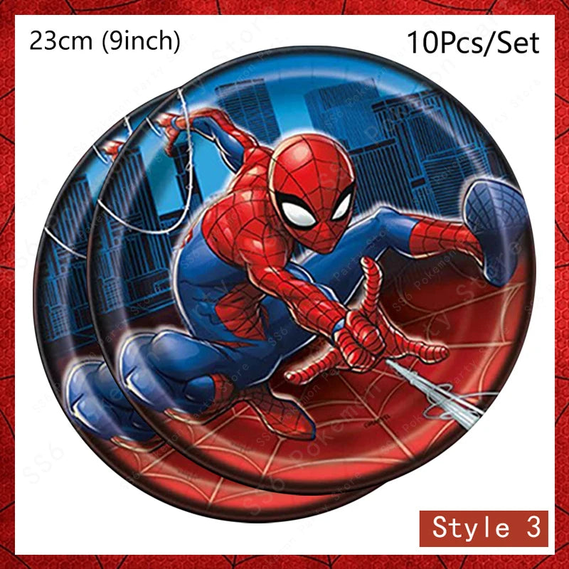 Spiderman Birthday Party Decorations Disposable Tableware Plate Cup Napkins Bags Supplies Set